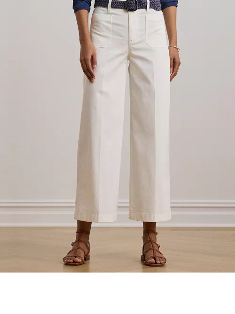 Lauren Ralph Lauren 14W Women's Stretch Chino Wide-Leg Cropped Pants  White NWT - Picture 13 of 13